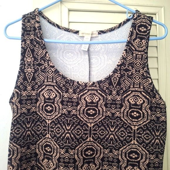 Ambiance Apparel Black & Nude Large Aztec Geometric Summer Dress - Picture 7 of 10